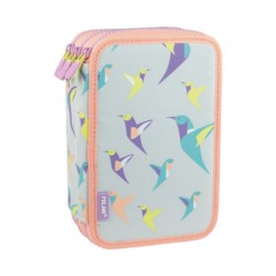 Penar Echipat Milan cu 3 Fermoare, Dimensiuni 19.5x13x7.5 cm, Material Poliester, Culoare Multicolor