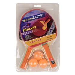 Set Palete de Ping Pong cu 3 Mingi, Fata Rosie/Neagra Set Palete de Ping Pong cu 3 Mingi, Fata Rosie/Neagra