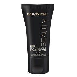 Fond de Ten Gerovital Beauty cu Acid Hialuronic si Vitamina E, SPF10, Nude, 30 ml