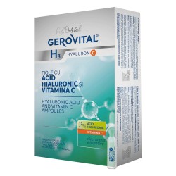 Fiole cu Acid Hialuronic si Vitamina C Gerovital H3 Hyaluron C, Concentratie 2%, 10 Buc/Pachet x 2 ml Fiole cu Acid Hialuronic si Vitamina C Gerovital H3 Hyaluron C, Concentratie 2%, 10 Buc/Pachet x 2 ml