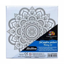 Panza pentru Pictura Predesenata pe Sasiu, Model Mandale, School Friendly Sf Art, Dimensiune 200x200 mm Panza pentru Pictura Predesenata pe Sasiu, Model Mandale, School Friendly Sf Art, Dimensiune 200x200 mm