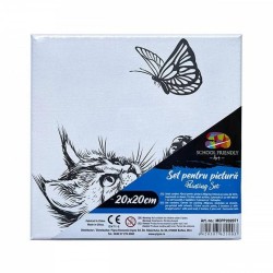 Panza pentru Pictura Predesenata pe Sasiu, Model Pisica, School Friendly Sf Art, Dimensiune 200x200 mm Panza pentru Pictura Predesenata pe Sasiu, Model Pisica, School Friendly Sf Art, Dimensiune 200x200 mm