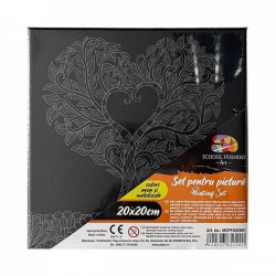 Panza pentru Pictura Predesenata pe Sasiu Neagra, Model Mandale Pom, School Friendly Sf Art, Dimensiune 200x200 mm Panza pentru Pictura Predesenata pe Sasiu Neagra, Model Mandale Pom, School Friendly Sf Art, Dimensiune 200x200 mm