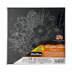 Panza pentru Pictura Predesenata pe Sasiu Neagra, Model Flori, School Friendly Sf Art, Dimensiune 200x200 mm Panza pentru Pictura Predesenata pe Sasiu Neagra, Model Flori, School Friendly Sf Art, Dimensiune 200x200 mm