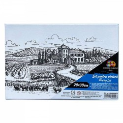 Panza pentru Pictura Predesenata pe Sasiu, Model Peisaj, School Friendly Sf Art, Dimensiune 200x300 mm