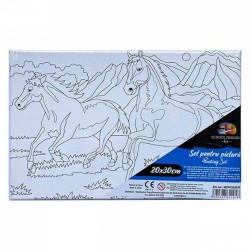 Panza pentru Pictura Predesenata pe Sasiu, Model Cai 2, School Friendly Sf Art, Dimensiune 200x300 mm