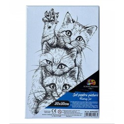 Panza pentru Pictura Predesenata pe Sasiu, Model Pisici, School Friendly Sf Art, Dimensiune 200x300 mm Panza pentru Pictura Predesenata pe Sasiu, Model Pisici, School Friendly Sf Art, Dimensiune 200x300 mm