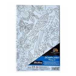 Panza pentru Pictura Predesenata pe Sasiu, Model Papagal, School Friendly Sf Art, Dimensiune 200x300 mm