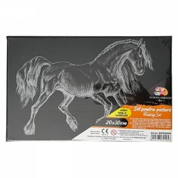 Panza pentru Pictura Predesenata pe Sasiu Neagra, Model Cal, School Friendly Sf Art, Dimensiune 200x300 mm Panza pentru Pictura Predesenata pe Sasiu Neagra, Model Cal, School Friendly Sf Art, Dimensiune 200x300 mm