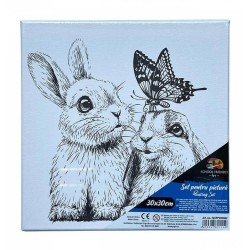 Panza pentru Pictura Predesenata pe Sasiu, Model Iepurasi, School Friendly Sf Art, Dimensiune 300x300 mm