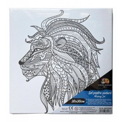 Panza pentru Pictura Predesenata pe Sasiu, Model Mandale Leu, School Friendly Sf Art, Dimensiune 300x300 mm