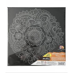 Panza pentru Pictura Predesenata pe Sasiu Neagra, Model Mandale, School Friendly Sf Art, Dimensiune 300x300 mm Panza pentru Pictura Predesenata pe Sasiu Neagra, Model Mandale, School Friendly Sf Art, Dimensiune 300x300 mm