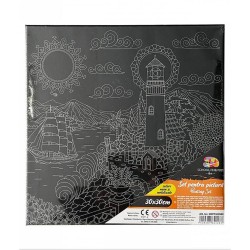 Panza pentru Pictura Predesenata pe Sasiu Neagra, Model Far, School Friendly Sf Art, Dimensiune 300x300 mm Panza pentru Pictura Predesenata pe Sasiu Neagra, Model Far, School Friendly Sf Art, Dimensiune 300x300 mm