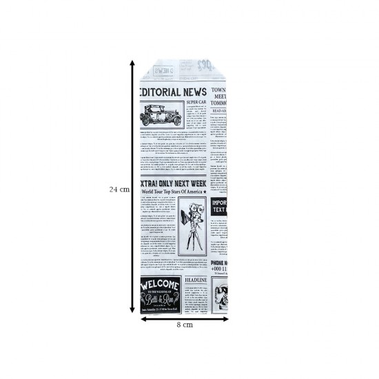 Set 2000 Plicuri Albe pentru Tacamuri cu Model Ziar, 40 g/m2, Hartie Imprimata, Punga pentru Tacamuri, Pungi pentru Tacamuri, Bax de Pungi pentru Tacamuri, Baxuri de Pungi pentru Tacamuri, Plic pentru Tacamuri