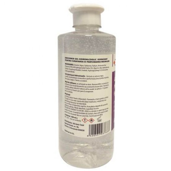 Gel Hidroalcoolic Igienizant DREISSNER, 500 ml, Geluri Antibacteriene pentru Maini, Gel Antibacterian pentru Maini, Gel Profesional pentru Dezinfectare Maini, Dezinfectant Gel cu Alcool, Dezinfectant Gel pentru Maini, Geluri Dezinfectante pentru Maini