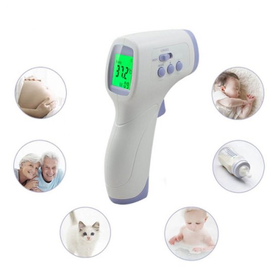 Termometru Digital Infrarosu CEM Fara Contact, Display LCD cu Iluminare din Spate, Culoare Alb/Mov, Termometru Fara Contact, Termometru Digital Copii, Termometru Copii Frunte, Cel Mai Bun Termometru Digital, Termometru Infrarosu Copii