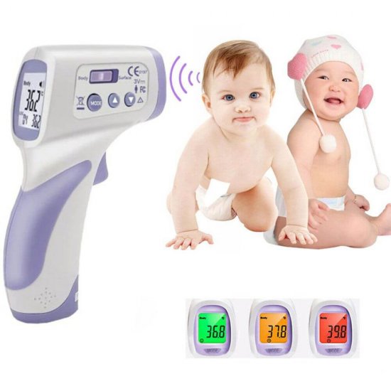 Termometru Digital Infrarosu CEM Fara Contact, Display LCD cu Iluminare din Spate, Culoare Alb/Mov, Termometru Fara Contact, Termometru Digital Copii, Termometru Copii Frunte, Cel Mai Bun Termometru Digital, Termometru Infrarosu Copii