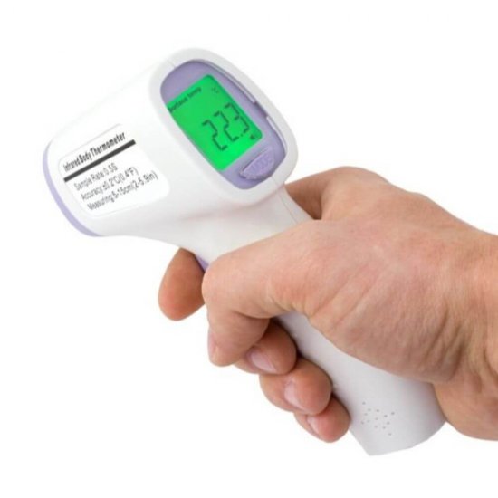 Termometru Digital Infrarosu LYFTRACK Fara Contact, Display LCD cu Iluminare din Spate, Culoare Alb/Mov, Termometru Fara Contact, Termometru Digital Copii, Termometru Copii Frunte, Cel Mai Bun Termometru Digital, Termometru Infrarosu Copii