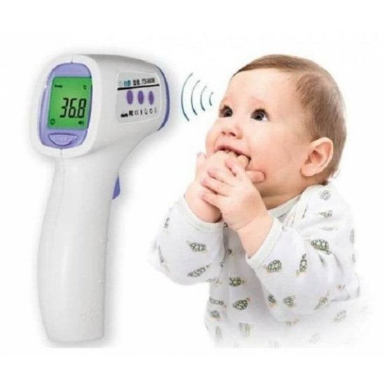 Termometru Digital Infrarosu LYFTRACK Fara Contact, Display LCD cu Iluminare din Spate, Culoare Alb/Mov, Termometru Fara Contact, Termometru Digital Copii, Termometru Copii Frunte, Cel Mai Bun Termometru Digital, Termometru Infrarosu Copii