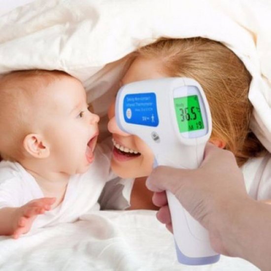 Termometru Digital Infrarosu LYFTRACK Fara Contact, Display LCD cu Iluminare din Spate, Culoare Alb/Mov, Termometru Fara Contact, Termometru Digital Copii, Termometru Copii Frunte, Cel Mai Bun Termometru Digital, Termometru Infrarosu Copii