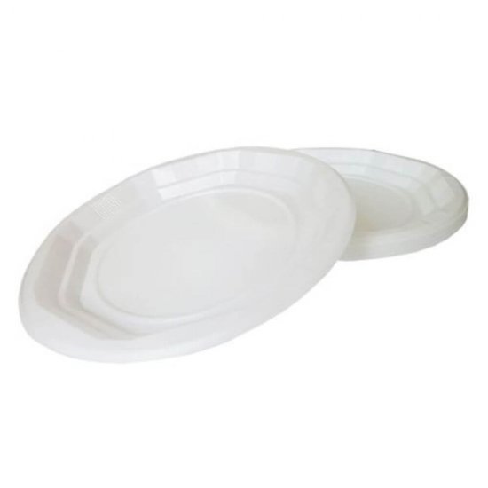 Farfurii din Plastic Alabala, Diametru 17 cm, 50 Buc/Set, Culoare Alba, Farfurii Unica Folosinta pentru Catering, Farfurii din Plastic pentru Desert, Farfurii Plastic de Unica Folosinta, Farfurii pentru Catering