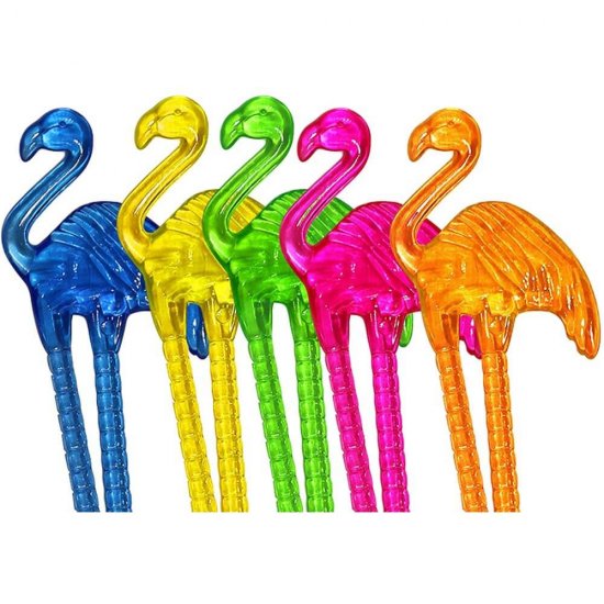 Amestecatoare Cocktail Flamingo, 25 Buc/Set, Plastic, Inaltime 15 cm, Multicolor, Amestecatoare de Plastic pentru Bauturi, Amestecatoare pentru Cocktail, Amestecatoare Decorative Bauturi, Accesorii pentru Cocktail, Amestecatoare si Ornamente Bar