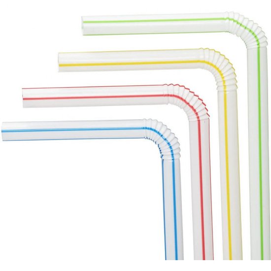 Set 250 Paie Flexibile, 240x5 mm, Dungi Verticale, Diverse Culori Fluorescente, Paie de Baut din Plastic, Paie Plastic pentru Sucuri, Paie de Baut pentru Bar, Paie din Plastic, Paie Catering, Paie pentru Petreceri, Accesorii pentru Bar