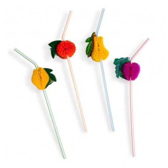  Paie din Plastic cu Fructe OTI, 250x5 mm, 100 Buc/Set, Multicolor, Paie Ornamentale cu Fructe, Paie Fantezie, Paie Decorative, Paie pentru Petreceri, Paie cu Ornamente, Articole pentru Aniversari si Petreceri, Paie pentru Cocktail