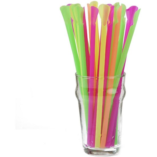 Paie Drepte din Plastic cu Lingurita, 6x205 mm, 500 Buc/Set, Diverse Culori, Paie din Plastic, Paie pentru Petreceri, Paie din Plastic Simple, Paie cu Lingurita, Accesorii pentru Petreceri, Paie din Plastic Drepte, Paie Drepte pentru Bauturi