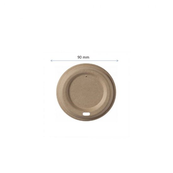 Capace Biodegradabile, Ø 90mm, 50 Buc/Set, pentru Pahare de 12 Oz (360ml), Capace Natur din PLA - Capace Ecologice