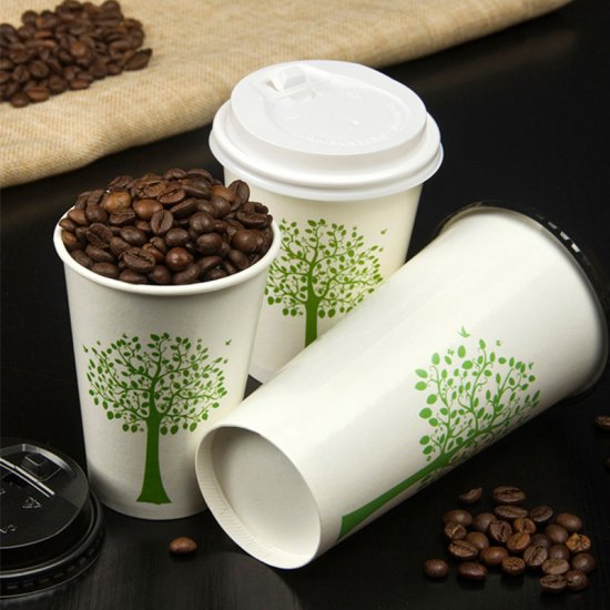 Capace Biodegradabile, Ø 90mm, 50 Buc/Set, pentru Pahare de 12 Oz (360ml), Capace Albe din PLA - Capace Ecologice