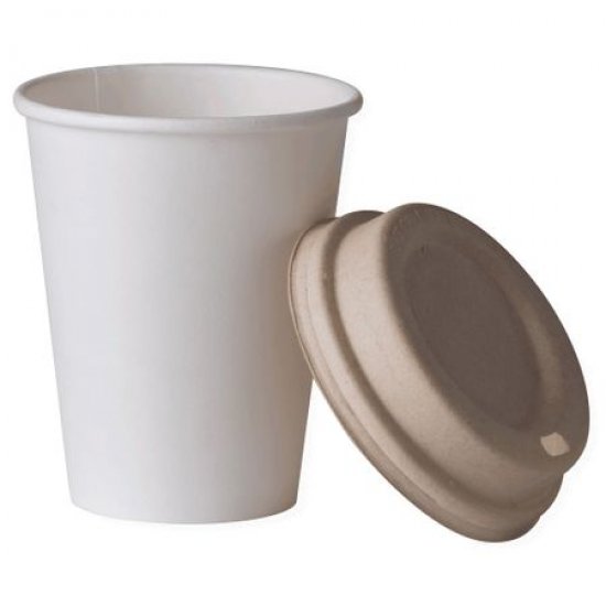 Capace Biodegradabile, Ø 90mm, 50 Buc/Set, pentru Pahare de 8 Oz (240ml), Capace Natur din PLA - Capace Ecologice