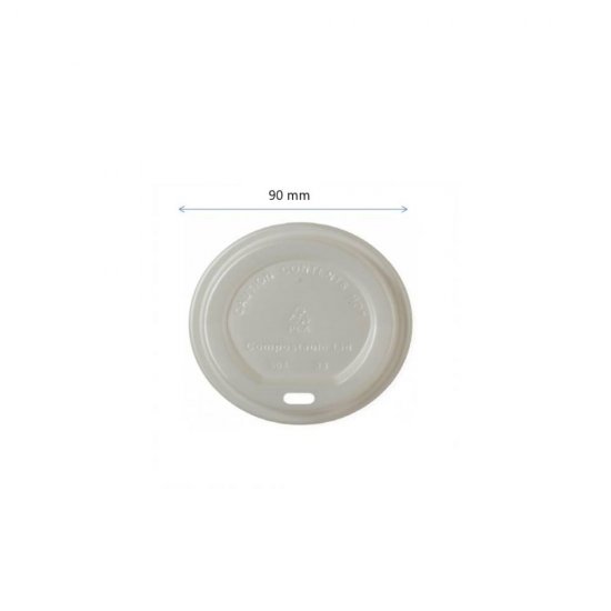 Capace Biodegradabile, Ø 90mm, 50 Buc/Set, pentru Pahare de 12 Oz (360ml), Capace Albe din PLA - Capace Ecologice