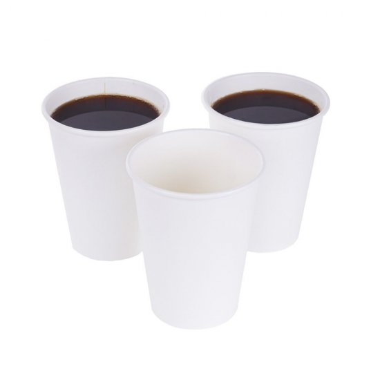 Pahare Biodegradabile Albe cu Logo Verde,  8 Oz (240 ml), Carton cu PLA, 50 Buc/Set - Pahare Ecologice