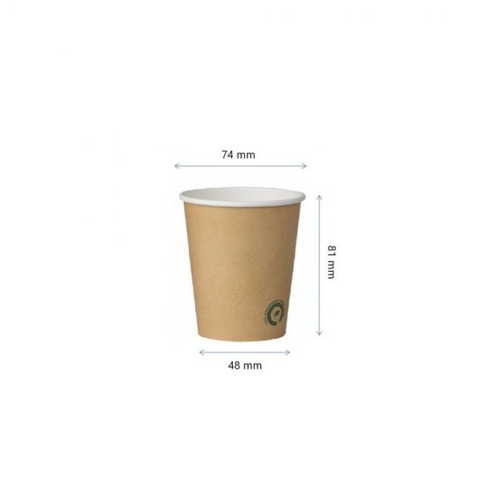 Pahare Biodegradabile Kraft Natur, 6 Oz (180 ml) din Carton cu PLA, 50 Buc/Set, Interior Alb - Pahare Ecologice