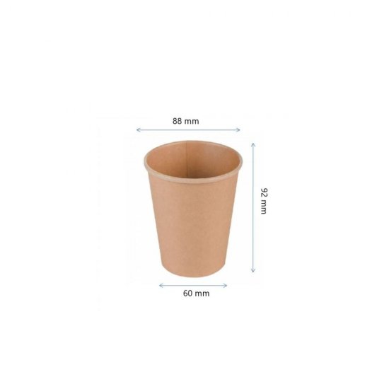 Pahare Biodegradabile Kraft Natur, 10 Oz (300 ml) din Carton cu PLA, 50 Buc/Set, Interior Natur - Pahare Ecologice