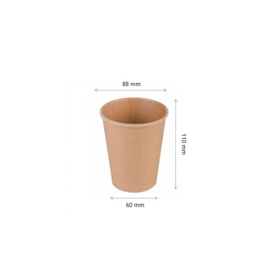 Pahare Biodegradabile Kraft Natur, 12 Oz (360 ml) din Carton cu PLA, 50 Buc/Set, Interior Natur - Pahare Ecologice