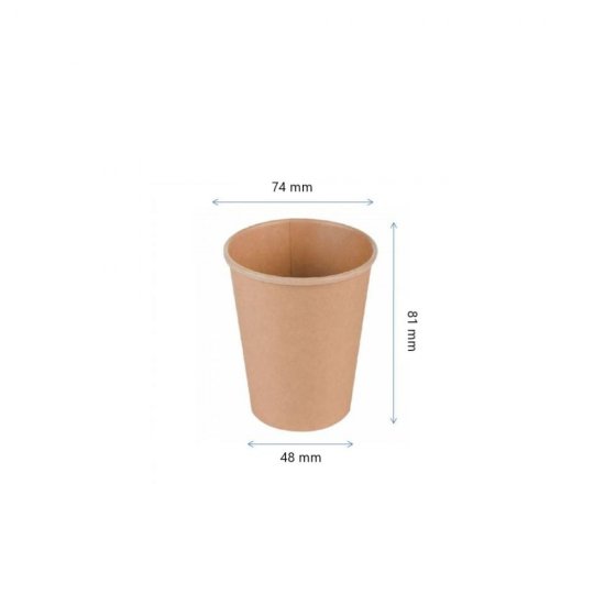 Pahare Biodegradabile Kraft Natur, 6 Oz (180 ml) din Carton cu PLA, 50 Buc/Set, Interior Natur - Pahare Ecologice