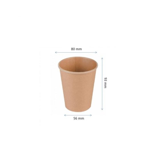 Pahare Biodegradabile Kraft Natur, 8 Oz (240 ml) din Carton cu PLA, 50 Buc/Set, Interior Natur - Pahare Ecologice