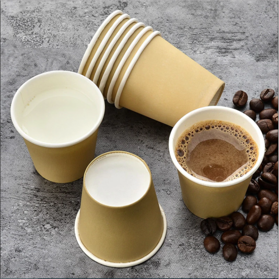 Pahare Biodegradabile Kraft Natur, 10 Oz (300 ml) din Carton cu PLA, 50 Buc/Set, Interior Alb - Pahare Biodegradabile