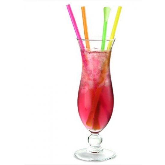 Set 500 Paie cu Lingurita, 210x6 mm, Diverse Culori Fluorescente, Paie din Plastic, Paie Catering, Paie pentru Petreceri, Accesorii pentru Bar