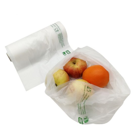 Pungi Biodegradabile, 45x32x3 cm, 100 Bucati/Set, Culoare Alba, Punga Ecologica pentru Fructe si Legume, Pungi Reciclabile, Sacose Biodegradabile pentru Cumparaturi, Pungi Biodegradabile in Rola