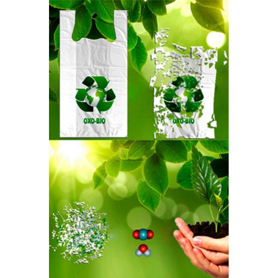 Pungi Biodegradabile Albe, 50 Buc/Set, 24x6x44 cm, Model Imprimat, Ambalaje Ecologice, Set de Pungi Biodegradabile cu Model, Pungi Clasice, Set de Pungi Albe