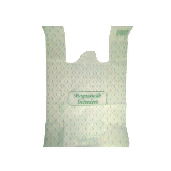 Pungi Biodegradabile Albe, Model Imprimat 24x6x44 cm, 500 Buc/Bax  - Plase Ecologice si Reciclabile