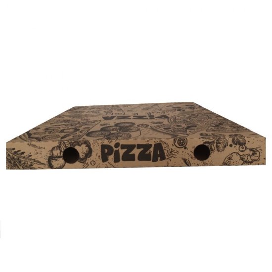 Set 100 Cutii Pizza Natur Corolla Packaging, 28x3.5x28 Cm, Model Pizza Fresh & Tasty, Ambalaje din Carton, Ambalaje pentru Pizza, Set de Cutii Natur, Set de Cutii Natur pentru Pizza, Seturi de Cutii Pizza