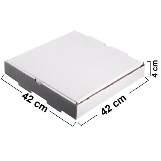 Set 500 Cutii Pizza Albe, 42x4x42 cm - Ambalaje Alimentare din Carton Alb