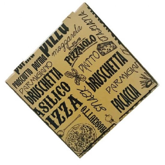 Set 500 Cutii Pizza Natur Model Modern Basilico, 32x3.5x32 cm - Ambalaje din Carton Maro Imprimat