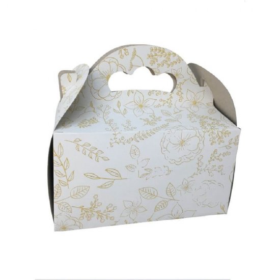 Cutii pentru Prajituri Model Floral, 12x18 cm, 25 Buc/Bax, Carton Duplex - Ambalaje Cofetarie