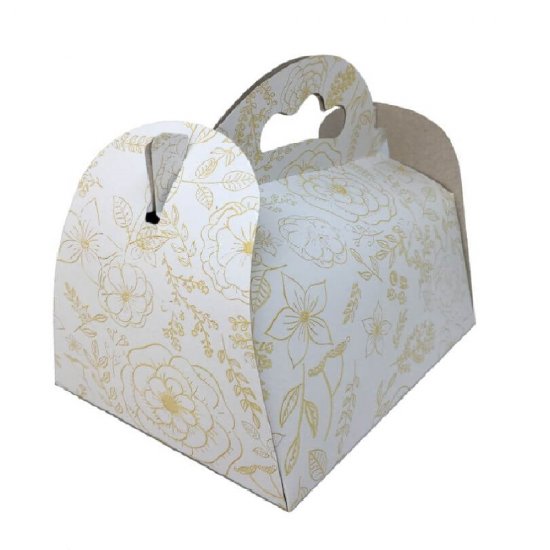 Cutii pentru Prajituri Model Floral, 14x20 cm, 25 Buc/Bax, Carton Duplex - Ambalaje Cofetarie