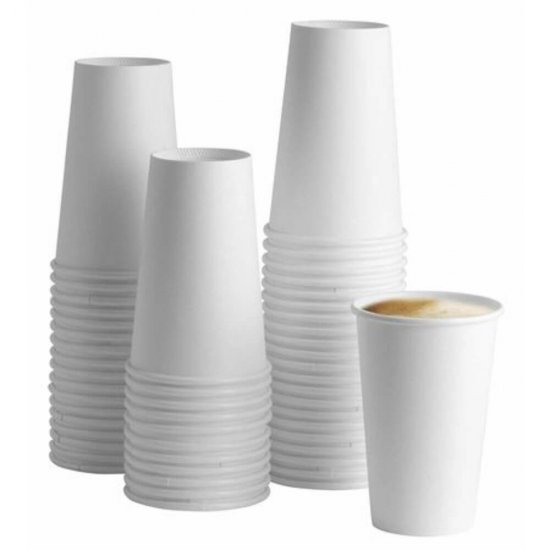 Pahare din Carton, 16 Oz (473 ml), 50 Buc/Set, Culoare Alba, Pahare din Carton Alb, Pahare Albe din Carton, Pahare de Unica Folosinta, Pahare de Unica Folosinta din Carton, Pahare din Carton Albe de Unica Folosinta